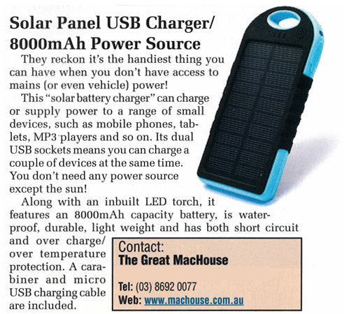 Silicon Chip Magazine – Solar Panel USB Charger – October 2016
